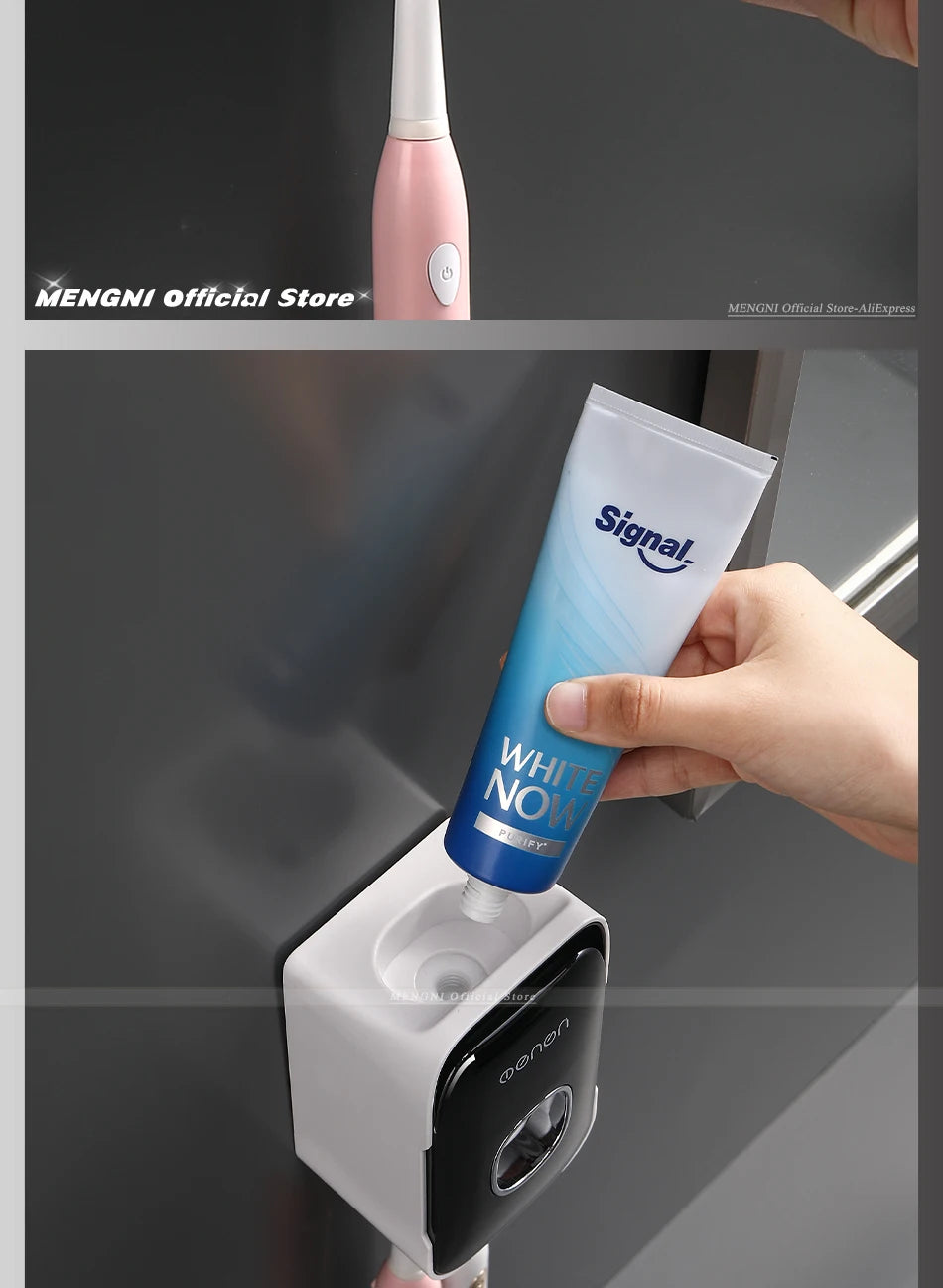 Automatic Toothpaste Dispenser with Toothbrush Holder