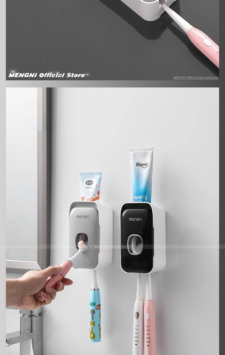 Automatic Toothpaste Dispenser with Toothbrush Holder