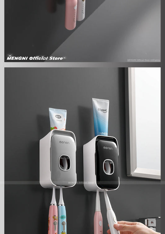 Automatic Toothpaste Dispenser with Toothbrush Holder