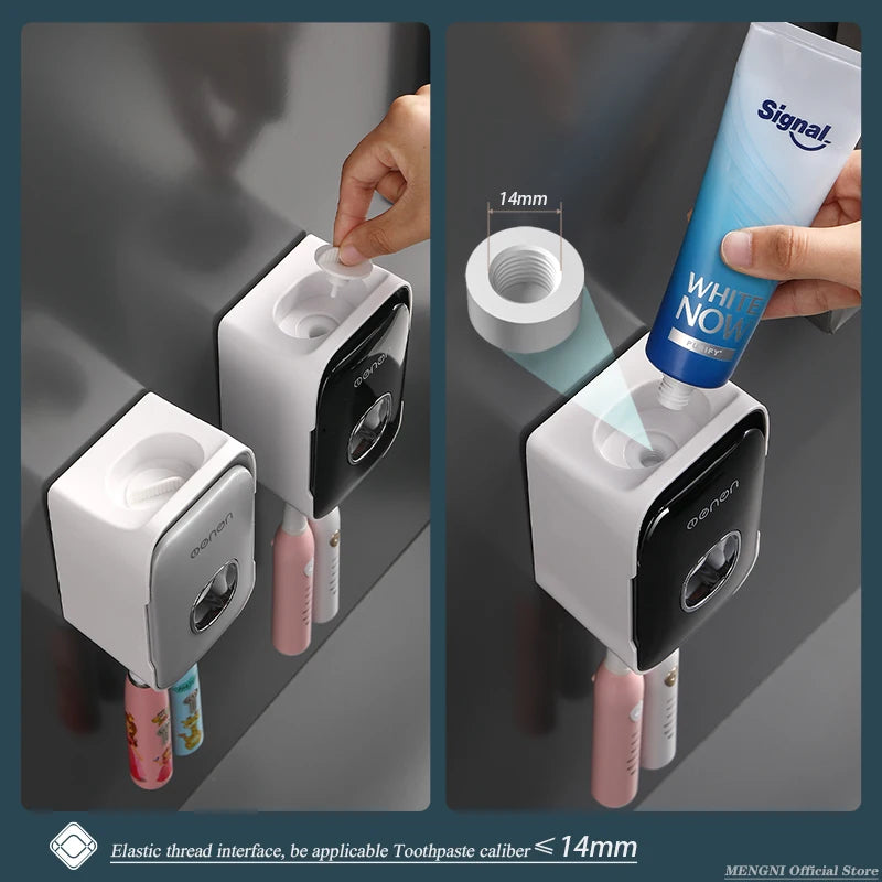 Automatic Toothpaste Dispenser with Toothbrush Holder