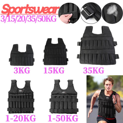 3-50KG Durable Weighted Vest Adjustable Weight Training Exercise
