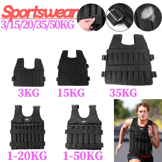 3-50KG Durable Weighted Vest Adjustable Weight Training Exercise
