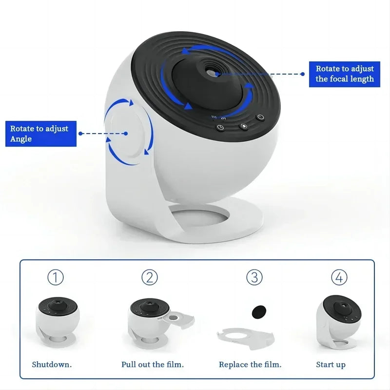 Starry Sky Night Light Galaxy Projector 360°Rotate Planetarium