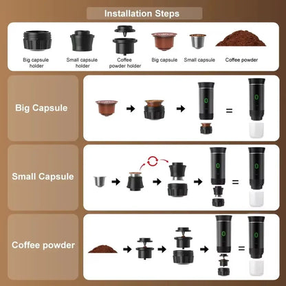 Travel Electric Espresso Machine 3 in 1 Portable Coffee Maker
